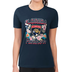 Florida Panthers G-III 4Her by Carl Banks Women's Super-Slim Fit Lightweight Flower Logo T-Shirt - Navy - NHL 201906254