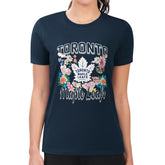 Toronto Maple Leafs G-III 4Her by Carl Banks Women's Super-Slim Fit Lightweight Flower Logo T-Shirt - Navy - NHL 201906263