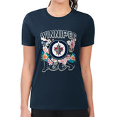 Winnipeg Jets G-III 4Her by Carl Banks Women's Super-Slim Fit Lightweight Flower Logo T-Shirt - Navy - NHL 201906268