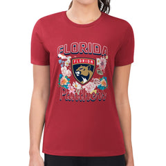 Florida Panthers G-III 4Her by Carl Banks Women's Super-Slim Fit Lightweight Flower Logo T-Shirt - Red - NHL 201906273