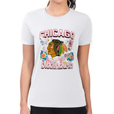 Chicago Blackhawks G-III 4Her by Carl Banks Women's Super-Slim Fit Lightweight Flower Logo T-Shirt - White - NHL 201906284