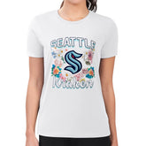 Seattle Kraken G-III 4Her by Carl Banks Women's Super-Slim Fit Lightweight Flower Logo T-Shirt - White - NHL 201906301