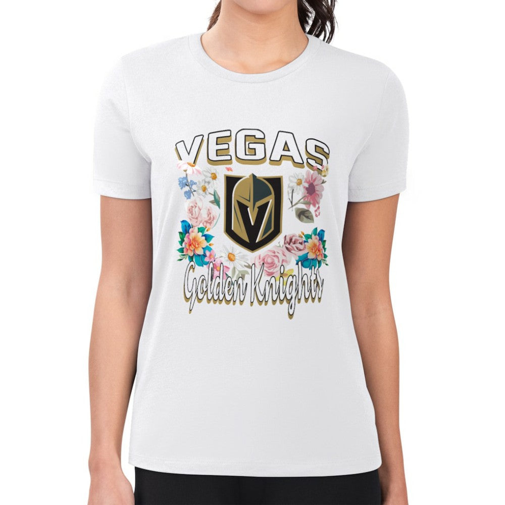 Vegas Golden Knights G-III 4Her by Carl Banks Women's Super-Slim Fit Lightweight Flower Logo T-Shirt - White - NHL 201906306