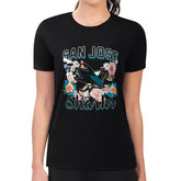 San Jose Sharks G-III 4Her by Carl Banks Women's Super-Slim Fit Lightweight Flower Logo T-Shirt - Black - NHL 201906309