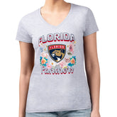 Florida Panthers G-III 4Her by Carl Banks Women's Super-Slim Fit Lightweight Flower Logo V-Neck T-Shirt - Heather Gray - NHL 201906318