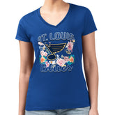 St. Louis Blues G-III 4Her by Carl Banks Women's Super-Slim Fit Lightweight Flower Logo V-Neck T-Shirt - Blue - NHL 201906337