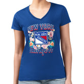 New York Rangers G-III 4Her by Carl Banks Women's Super-Slim Fit Lightweight Flower Logo V-Neck T-Shirt - Blue - NHL 201906340