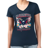 Washington Capitals G-III 4Her by Carl Banks Women's Super-Slim Fit Lightweight Flower Logo V-Neck T-Shirt - Navy - NHL 201906357