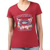 Montreal Canadiens G-III 4Her by Carl Banks Women's Super-Slim Fit Lightweight Flower Logo V-Neck T-Shirt - Red - NHL 201906388