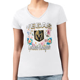 Vegas Golden Knights G-III 4Her by Carl Banks Women's Super-Slim Fit Lightweight Flower Logo V-Neck T-Shirt - White - NHL 201906393