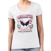 Washington Capitals G-III 4Her by Carl Banks Women's Super-Slim Fit Lightweight Flower Logo V-Neck T-Shirt - White - NHL 201906395