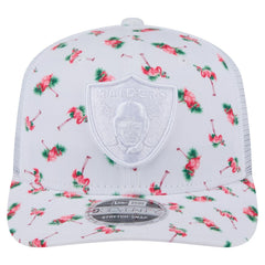 Las Vegas Raiders New Era Adventure Flamingo Pattern 9SEVENTY Stretch-Snap Hat White
