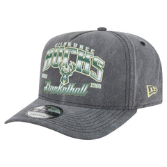 Milwaukee Bucks Throwback Washed Pre-Curved 9FIFTY Snapback Hat Charcoal | New Era discount