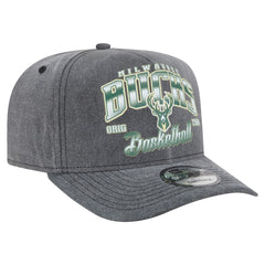 Milwaukee Bucks Throwback Washed Pre-Curved 9FIFTY Snapback Hat Charcoal | New Era discount