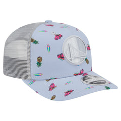 Golden State Warriors Adventure Aloha Pattern 9SEVENTY Stretch-Snap Hat for sale Light Blue/Gray | New Era discount