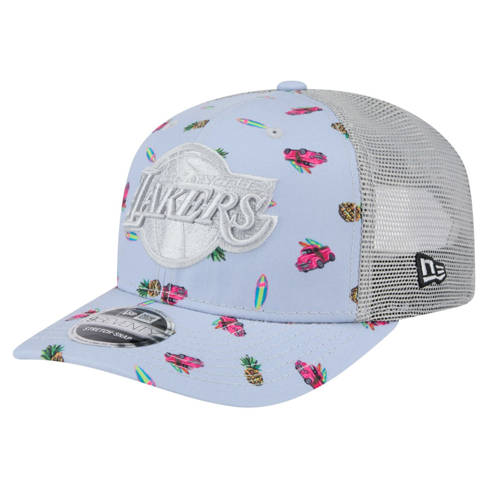 Los Angeles Lakers Adventure Aloha Pattern 9SEVENTY Stretch-Snap Hat Light Blue/Gray | New Era online