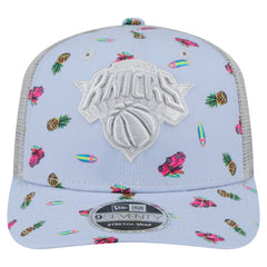 New York Knicks Adventure Aloha Pattern 9SEVENTY Stretch-Snap Hat Light Blue/Gray | New Era Near Me