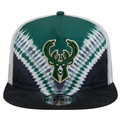 Milwaukee Bucks Throwback Dye Golfer Snapback Hat Black/Hunter Green | New Era Near Me
