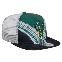Milwaukee Bucks Throwback Dye Golfer Snapback Hat Black/Hunter Green | New Era Near Me