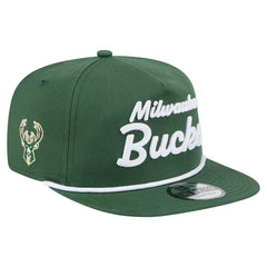 Milwaukee Bucks Team Text Golfer Snapback Hat Hunter Green | New Era Lifestyle