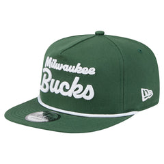 Milwaukee Bucks Team Text Golfer Snapback Hat Hunter Green | New Era Lifestyle