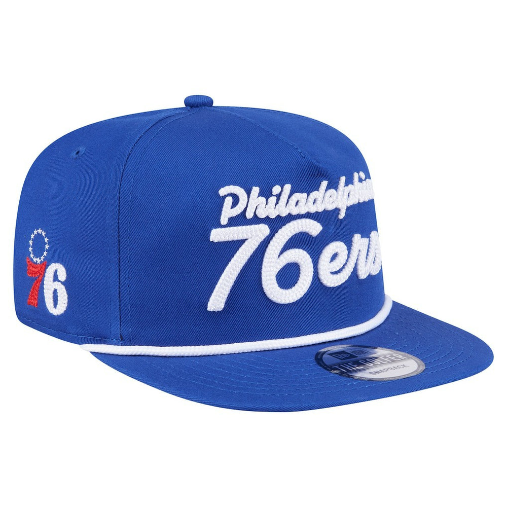 Philadelphia 76ers Team Text Golfer Snapback Hat Royal | New Era online