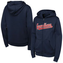 Cleveland Guardians Youth Wordmark Fleece Full-Zip Hoodie - Navy - MLB on Sale