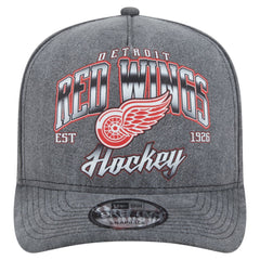 Detroit Red Wings New Era Throwback Washed A-Frame Pre-Curved 9FIFTY Snapback Hat - Charcoal - NHL 201912296