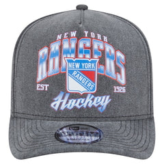 New York Rangers New Era Throwback Washed A-Frame Pre-Curved 9FIFTY Snapback Hat - Charcoal - NHL 201912303