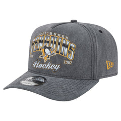 Pittsburgh Penguins New Era Throwback Washed A-Frame Pre-Curved 9FIFTY Snapback Hat - Charcoal - NHL 201912305