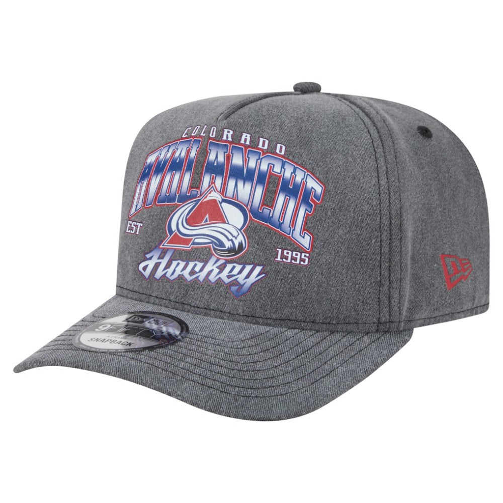 Colorado Avalanche New Era Throwback Washed A-Frame Pre-Curved 9FIFTY Snapback Hat - Charcoal - NHL 201912317