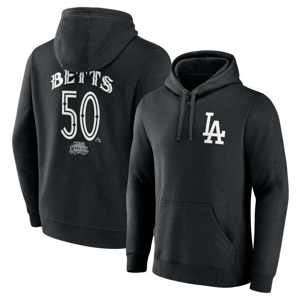 Mookie Betts Los Angeles Dodgers Mister Cartoon Name & Number Pullover Hoodie - Black - MLB Sale