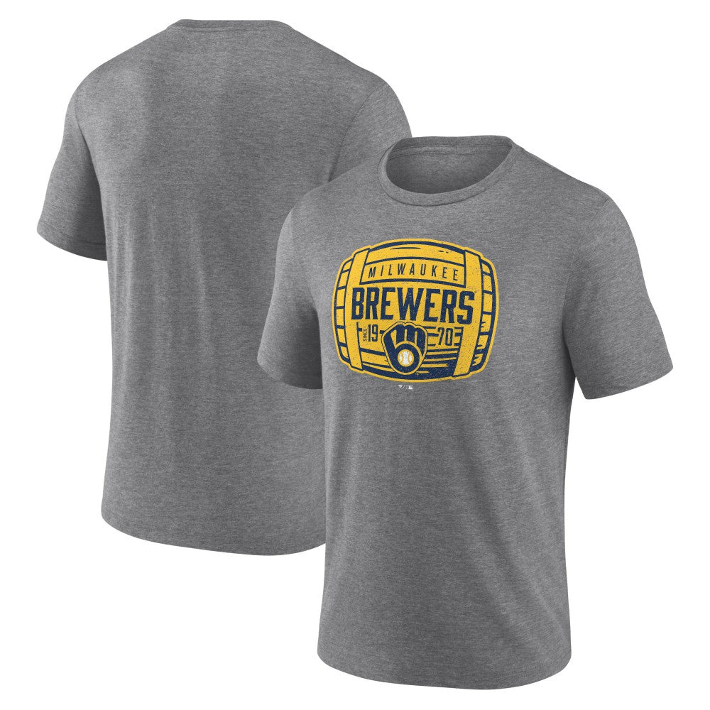 Milwaukee Brewers Barrel Tri-Blend T-Shirt - Heather Gray - MLB Lifestyle