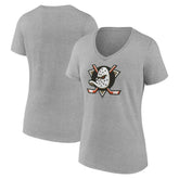 Anaheim Ducks Women's Primary Logo V-Neck T-Shirt – Gray - NHL 201922063