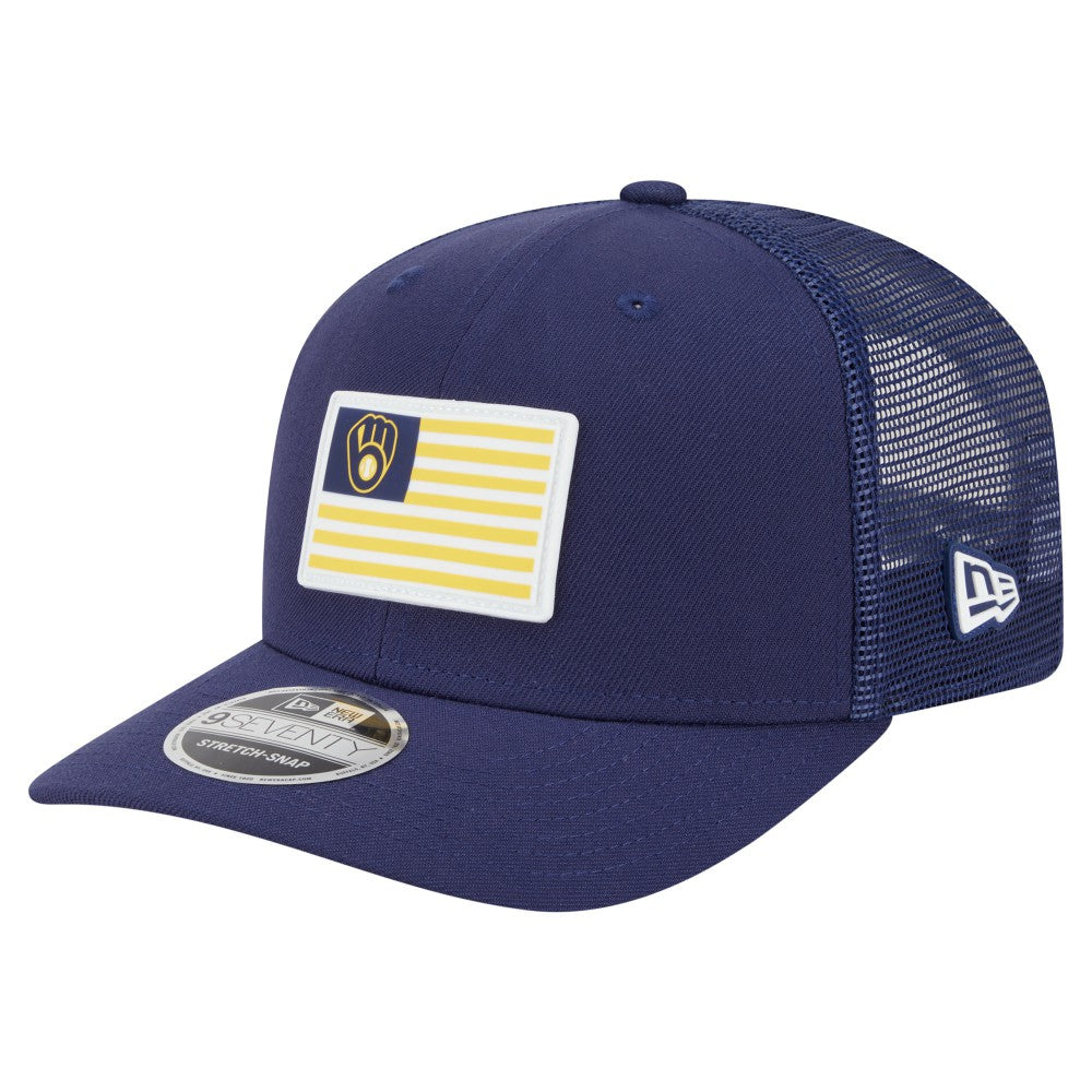 Milwaukee Brewers New Era Flag 9SEVENTY Stretch-Snap Hat - Navy - New Era Discount