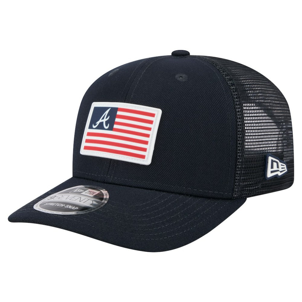 Atlanta Braves New Era Flag 9SEVENTY Stretch-Snap Hat - Navy - New Era Lifestyle