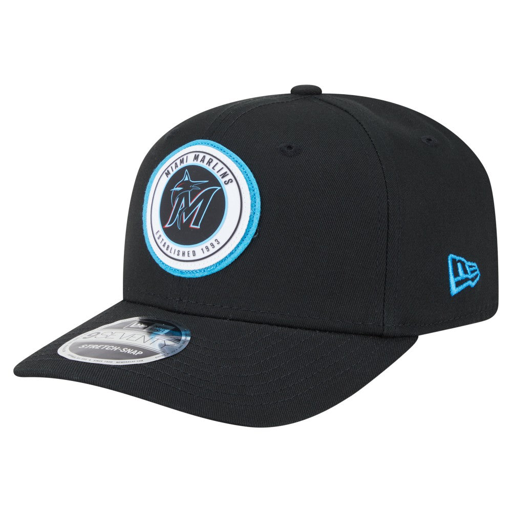 Miami Marlins New Era Circle Patch 9SEVENTY Stretch-Snap Hat - Black - New Era on Sale