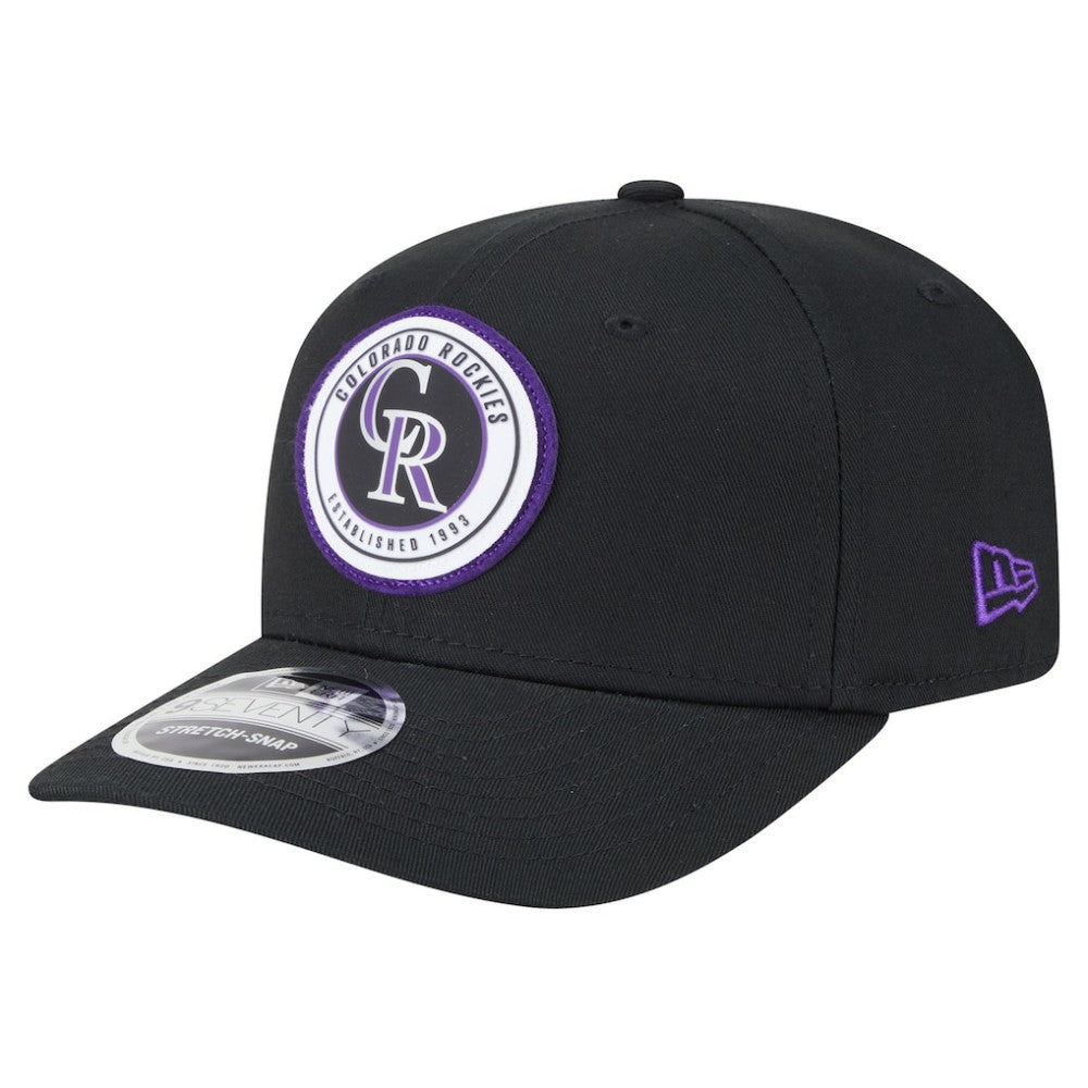 Colorado Rockies New Era Circle Patch 9SEVENTY Stretch-Snap Hat - Black - New Era Discount