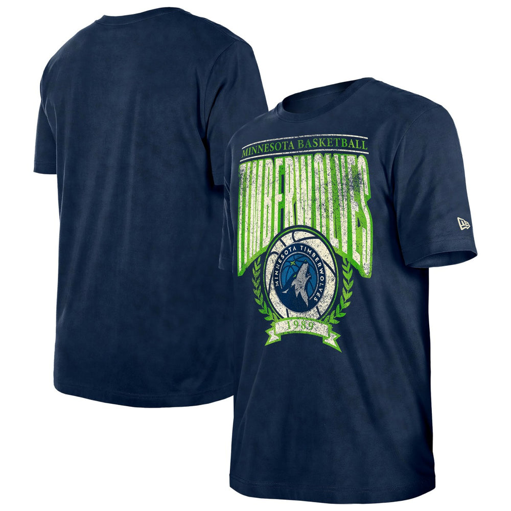 Minnesota Timberwolves Throwback Vintage Boxy Mineral Wash T-Shirt Navy | New Era online