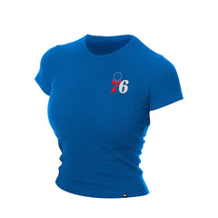 Philadelphia 76ers Women's Leisure Collection Baby Doll Cropped T-Shirt Blue | New Era online