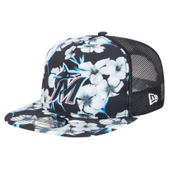 Miami Marlins New Era Adventure Pattern Golfer Trucker Snapback Hat - Black - New Era Discount