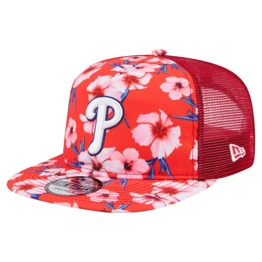 Philadelphia Phillies New Era Adventure Pattern Golfer Trucker Snapback Hat - Red - New Era Discount