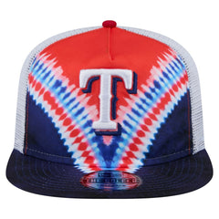 Texas Rangers New Era Tie-Dye Golfer Trucker Adjustable Hat - New Era Discount