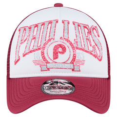 Philadelphia Phillies New Era Distressed 9FORTY A-Frame Adjustable Trucker Hat - Red - New Era Discount