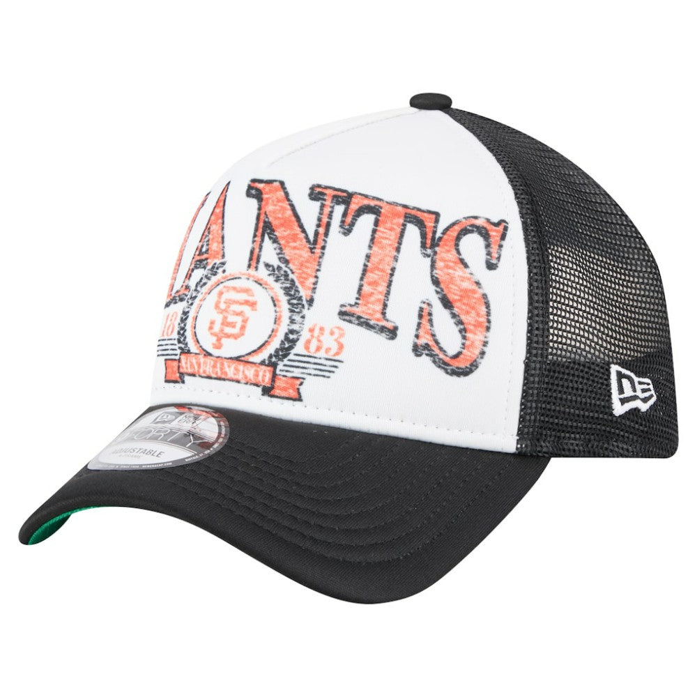 San Francisco Giants New Era Distressed 9FORTY A-Frame Adjustable Trucker Hat - Black - New Era Online