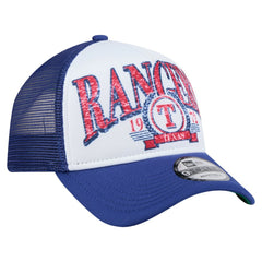 Texas Rangers New Era Trucker A-Frame 9FORTY Adjustable Hat - White/Royal - New Era Discount