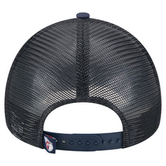 Cleveland Guardians New Era Distressed 9FORTY A-Frame Adjustable Trucker Hat - White/Navy - New Era Discount