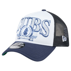 Chicago Cubs New Era Distressed 9FORTY A-Frame Adjustable Trucker Hat - White/Navy - New Era Discount