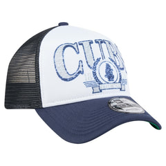 Chicago Cubs New Era Distressed 9FORTY A-Frame Adjustable Trucker Hat - White/Navy - New Era Discount