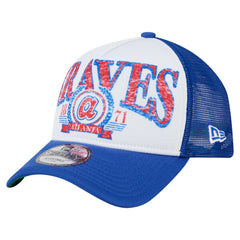 Atlanta Braves New Era Trucker A-Frame 9FORTY Adjustable Hat - White/Royal - New Era on Sale
